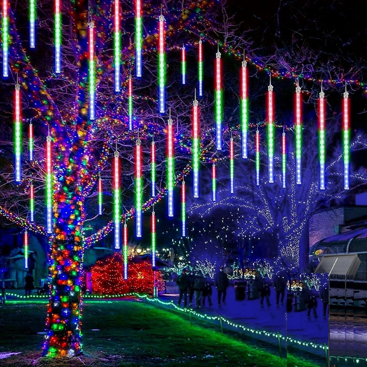 Kerstverlichting Meteorenregenverlichting-480 leds-10 buizen-50 cm- ijspegels-Kan in serie worden geschakeld-IP65 waterdicht-Lijnlengte 10m-voor feest- bruiloft-tuinboom-kerstdecoratie-kleuren