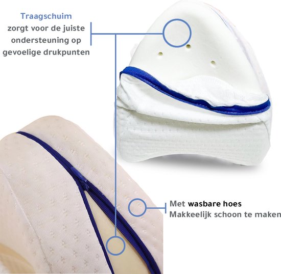 Orthopedisch Kniekussen voor in bed - Beenkussen - Traagschuim - Ergonomisch kniekussen voor zijslapers