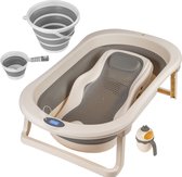 OVIRA - Babybadje - Peuterbadje - Opvouwbaar - Inc. baby bad set kussen - 79CM lang - Creme wit - Digitale thermometer babybad - 0 tot 3 jaar
