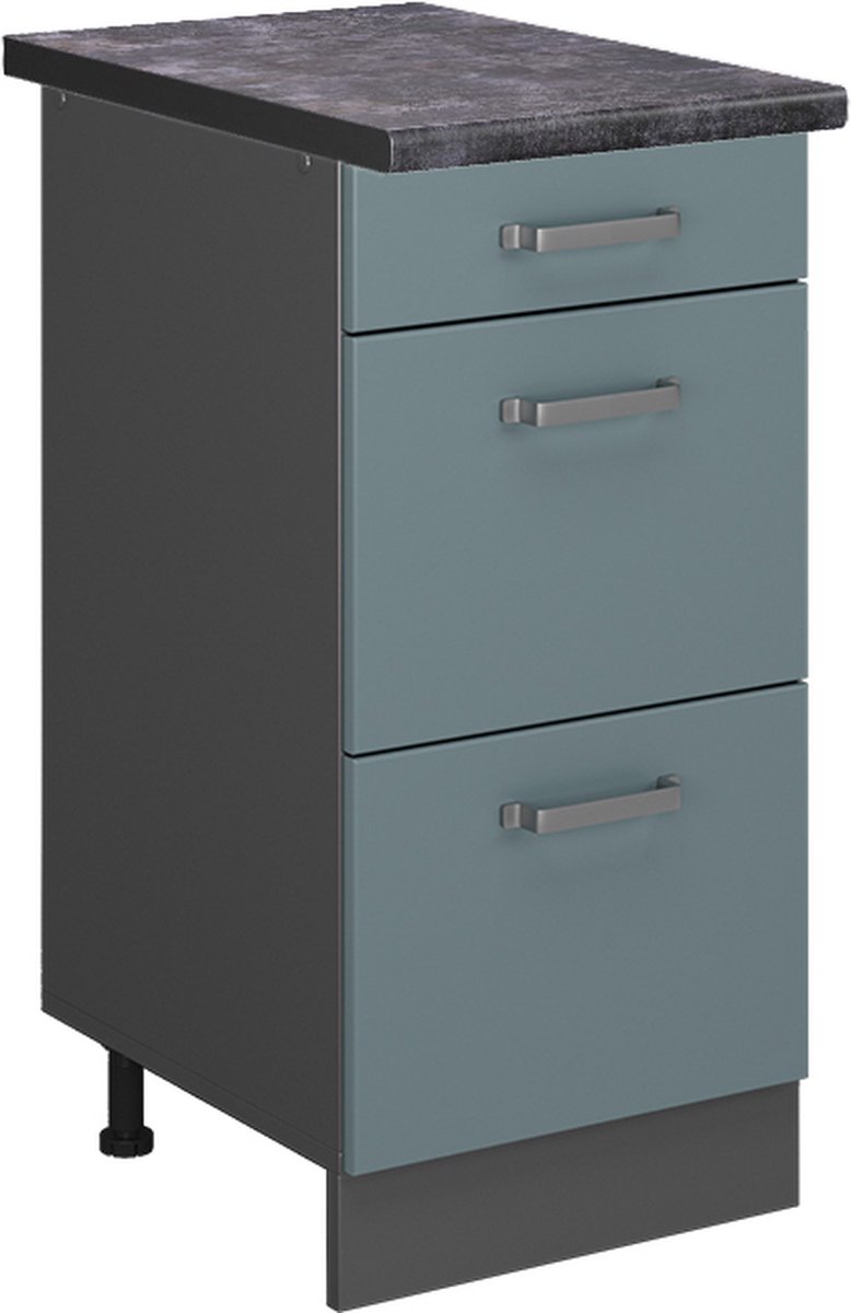 Vicco R-Line Keukenonderkast – 40 cm met laden, WB Antraciet Blauw-grijs