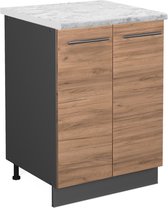 Vicco Fame- Line Cuisine Meuble bas de cuisine - 60 cm, WB Marble Chêne puissant doré, WB Marble