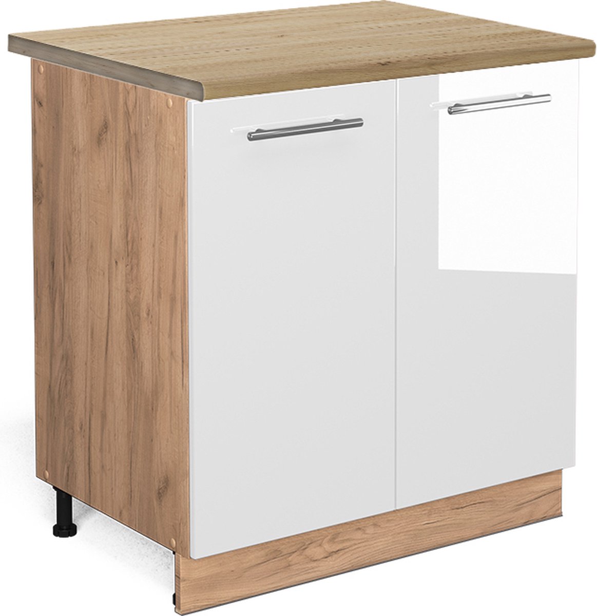 Vicco Fame-Line Keukenonderkast – 80 cm met legplank, WB Eik Wit Hoogglans