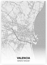 Valencia plattegrond - A2 poster - Tekening stijl