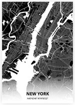 New York plattegrond - A4 poster - Zwarte stijl