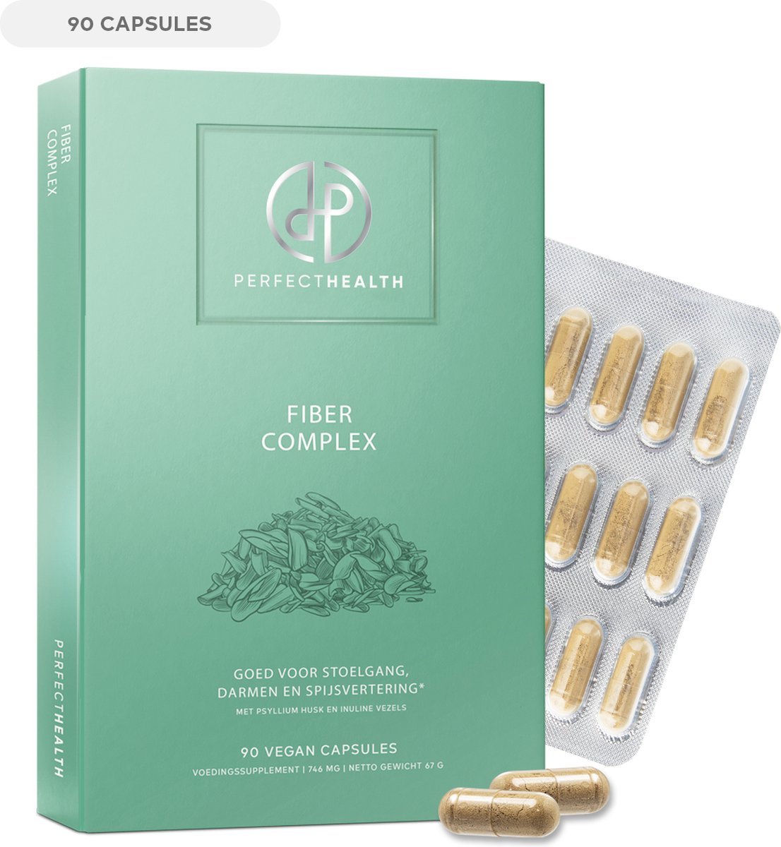 Goedkoopste Perfect Health - Probiotica Vezel Supplement - Psylliumvezels Capsules 1500mg - 90 Stuks - Fiber Probiotica voor Darm, Stoelgang en Spijsvertering - Hoge Dosering