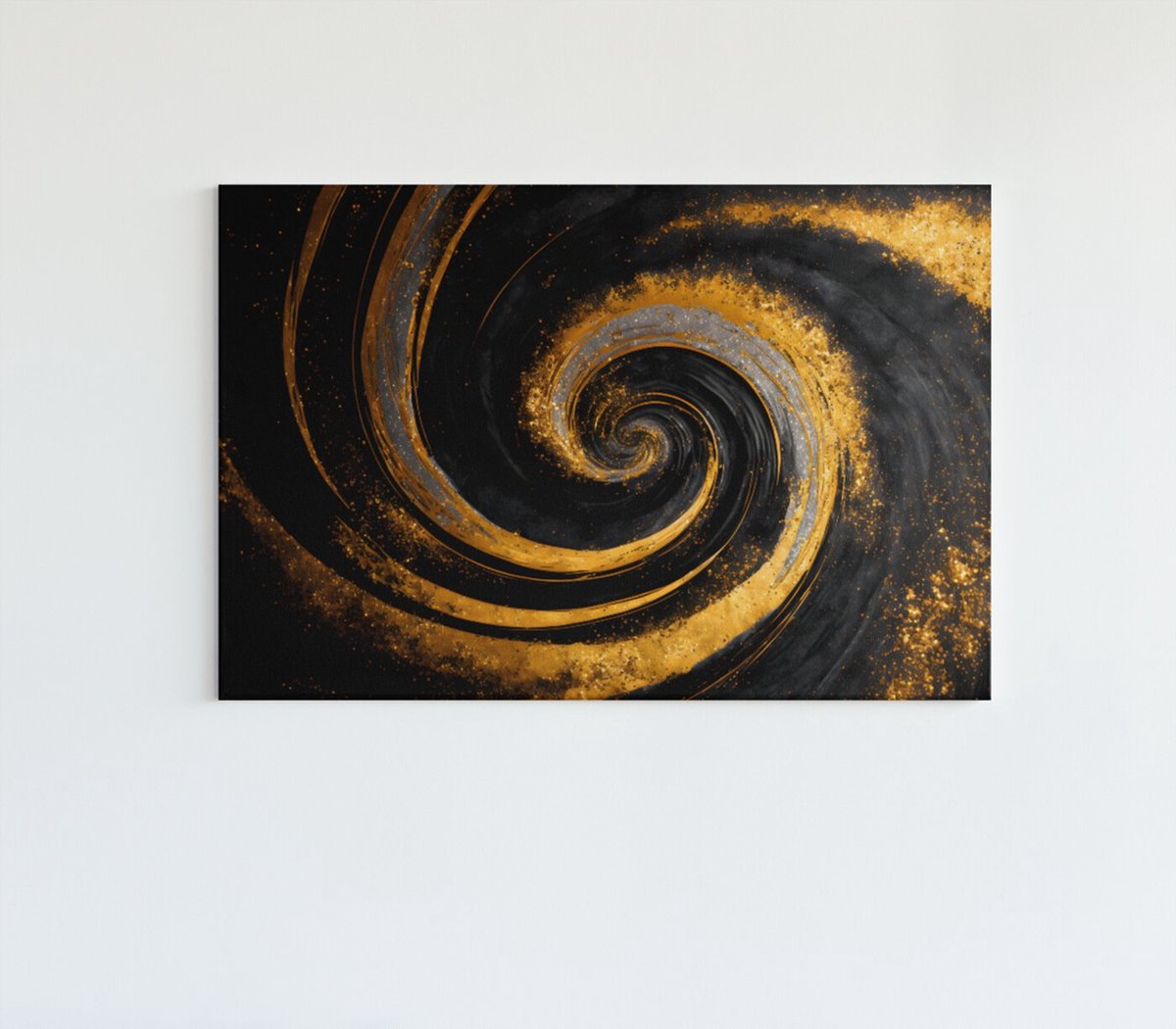 Trendex Global Canvas Schilderij - Abstract - Hypnotische Spiraal - 90x60x2 cm Goud