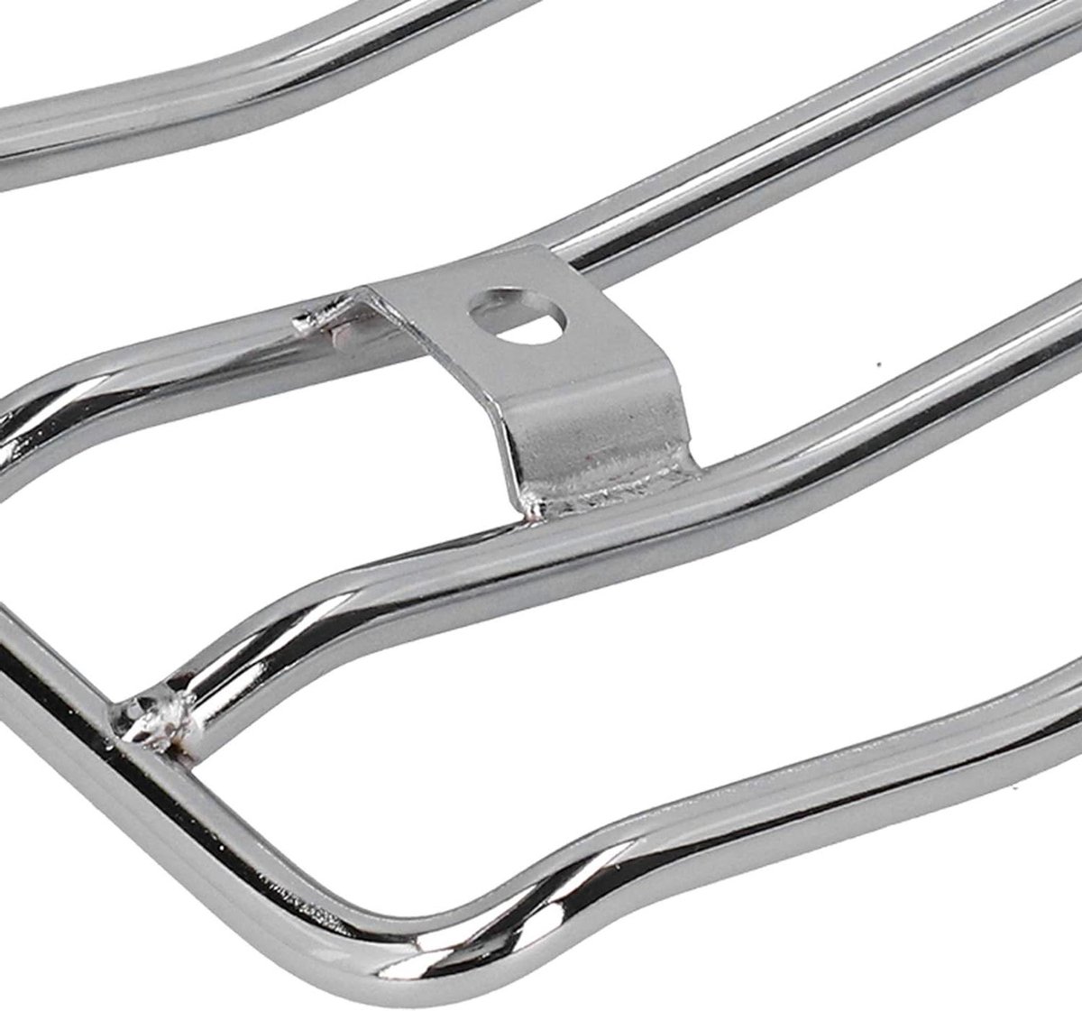 Image of Achterbank bagagerek motorfiets roestvrij staal gegalvaniseerde zilveren plating Shell Chrome Harley Sportster ijzer rack. .