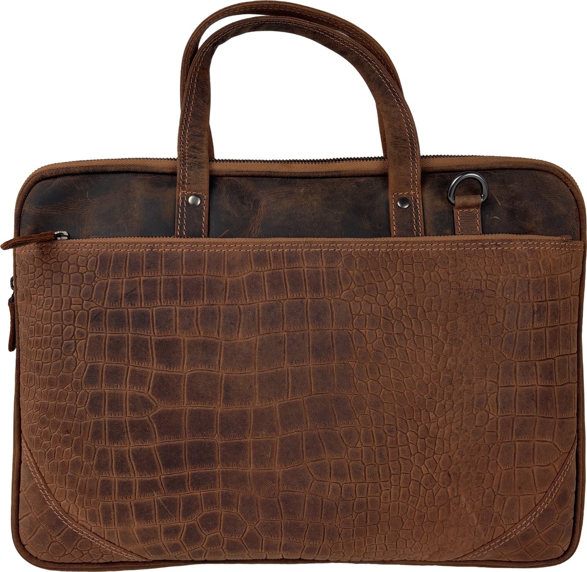 Werktas Dames - Laptoptas 15,6 inch - Cognac - Handtassen Dames - Echt Leer - Crossbody Tas - 15704CP - Arrigo