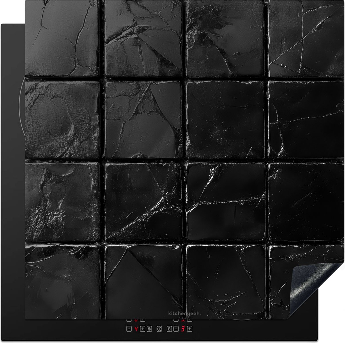KitchenYeah® Inductie beschermer 60x60 cm - Zwart - Tegels - Steen - Afdekplaat voor kookplaat - Inductieplaat mat - Beschermingsmat - Beschermplaat - Keuken bescherm decoratie - Afdek kookplaten