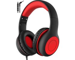 ApexArte® Koptelefoon Kinderen met Draad - Gaming Headset - Zwart met Rood