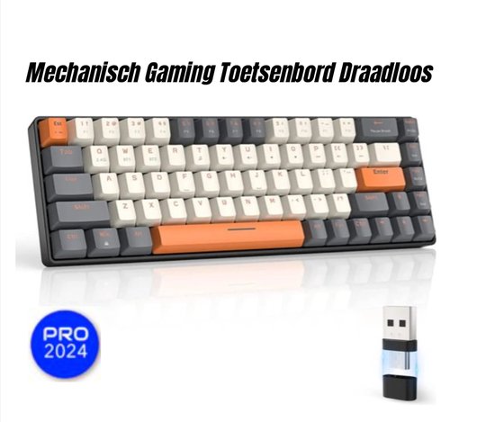 Mechanisch Gaming Toetsenbord Draadloos - 60% Keyboard - Red Switches - Bluetooth/USB Draadloos