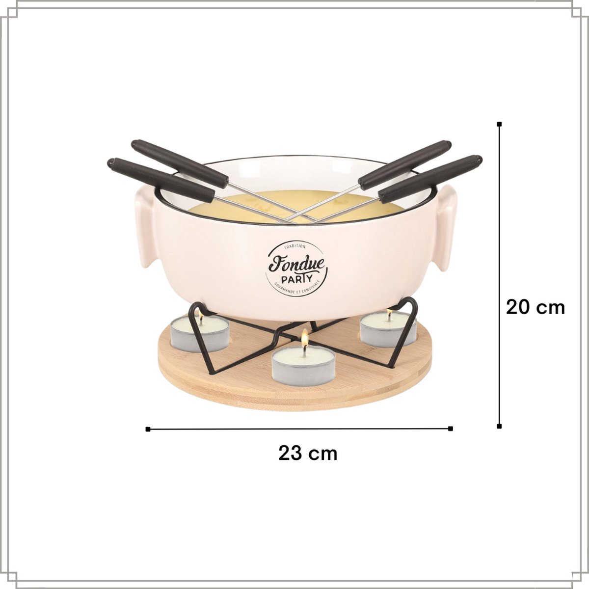 OTIX Kaasfondue set - fonduepannen met brander - 4 personen - Fondueset - met vorkjes - Chocolade - Fondue – foto 6