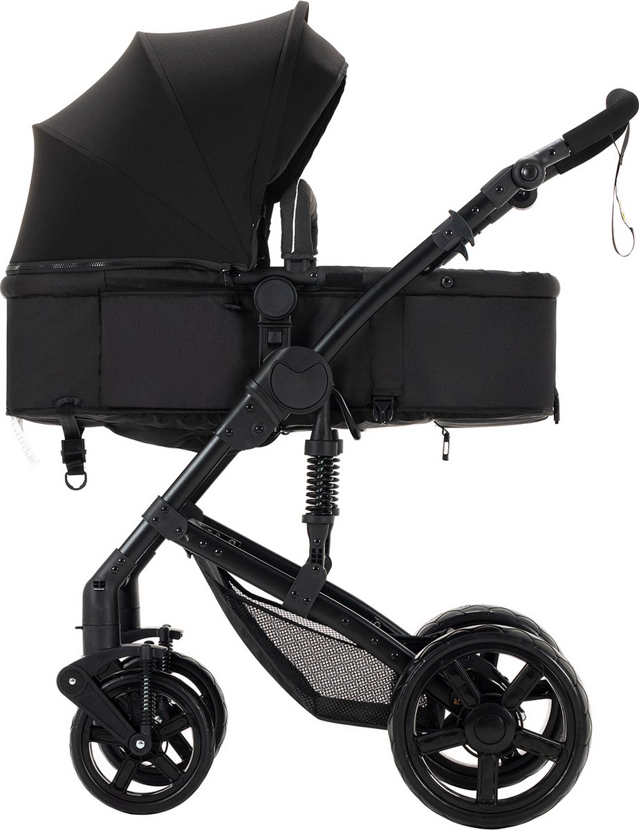 Luxe 3-in-1 Kinderwagen - Wandelwagen - Autostoeltje - Buggy - Reiswieg - Inklapbaar - 0-36 Maanden - Zwart thumbnail 5