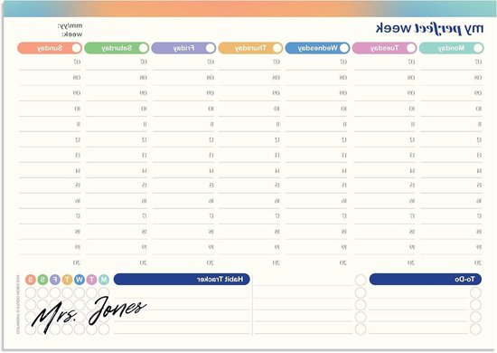 2025 Weekplanner, blok, zonder vaste datum (52 pagina's
