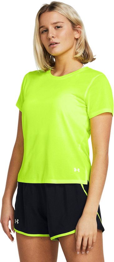 Under Armour UA Launch Shortsleeve Dames Sportshirt - Geel