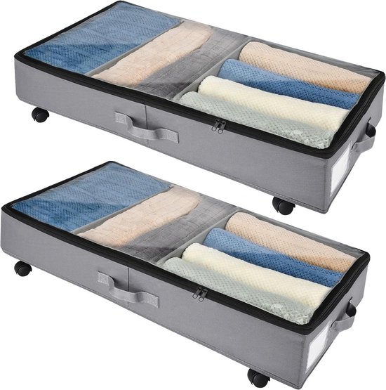 2 stuks onderbedcommode met deksel, wasbaar, opvouwbaar