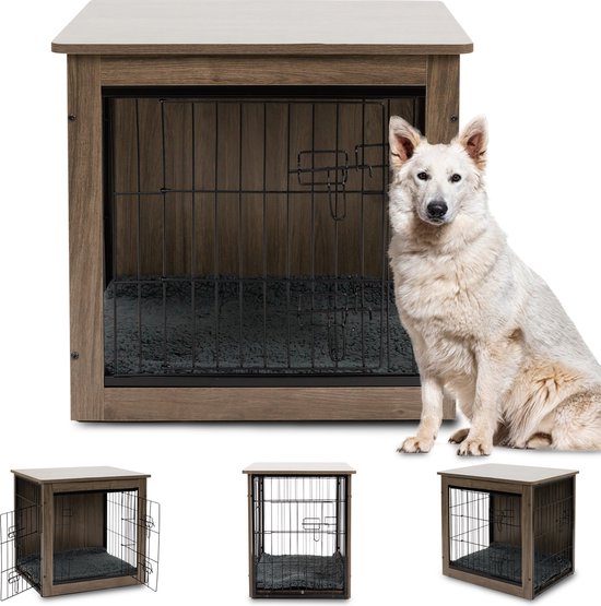 MaxxPet Houten Hondenbench - Hondenhuisje voor binnen - Hondenhok - kennel - 69x51x60cm
