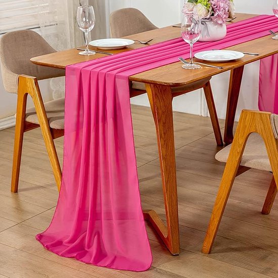 Tule tafelloper fuchsia 50 cm (5 meter