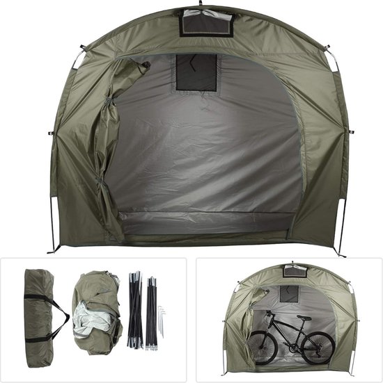 Fietstent - Schuurtent - Opbergtent - Bijzettent Waterdicht en met Opbergtas - Schuurtent Camping - Fiets Garage - Donker Groen van Merkloos — afbeelding 2