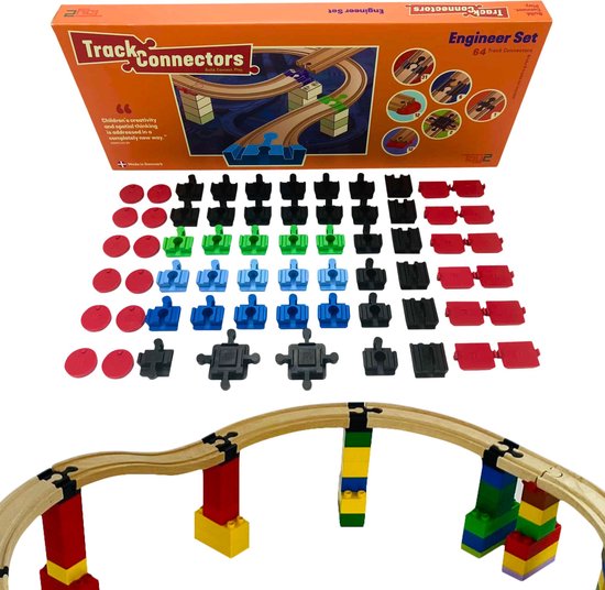 Engineer Set - 64 Brio Duplo Adapters | Treinbaanonderdelen - Houten Treinbaan