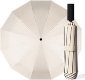 Bol.com Kaaiman® Stormparaplu Opvouwbaar - Creme - Beige - 12 Panelen - Zwart Handvat - Windproof - UV bescherming - Paraplu - 1... aanbieding