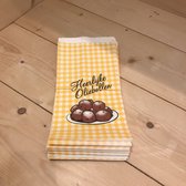 Oliebollenzakken "Heerlijke Oliebollen" Ersatz Papier 1000gr 50 stuks, zakken voor ca 15 oliebollen.