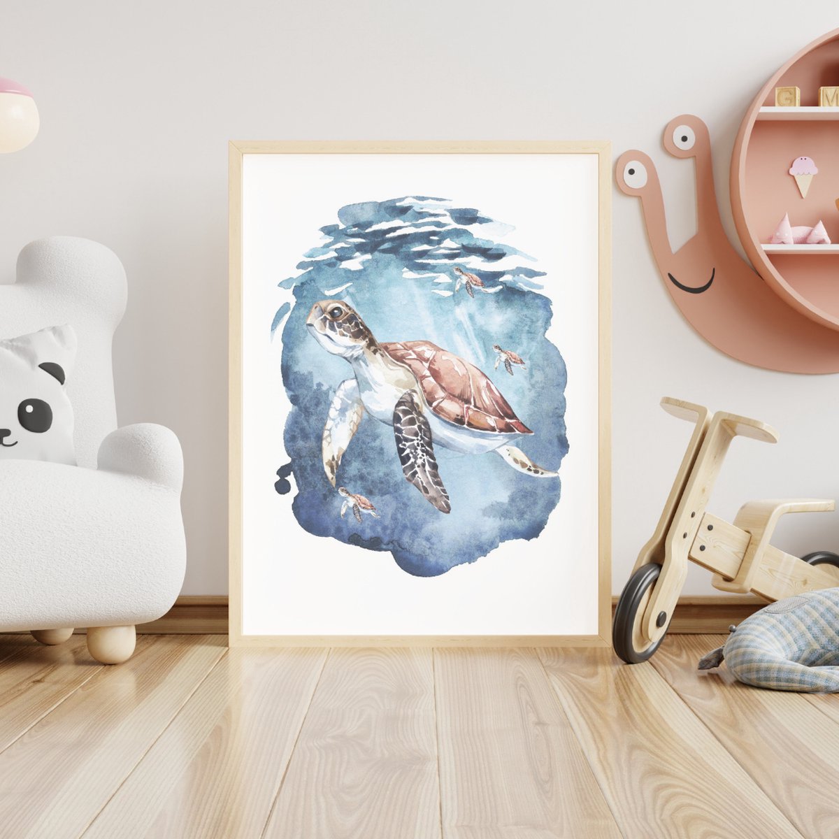 A4 Zeeschildpad Art Poster / Sea turtle poster