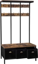 Kapstokstang - Staal - Zwart - Met schoenenrek - Hoog - Kapstok