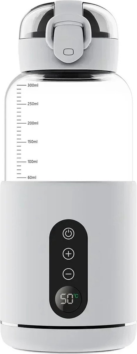 Goedkoopste RM Store® - Babyfles Verwarmer - Verwarmde Babyfles - Babyvoedingsverwarmer - Bottle Warmer - Draagbaar - USB C - Camping - Reizen - 37-55 ℃ - Wit - 300 ML - 21 x 8.5 cm.