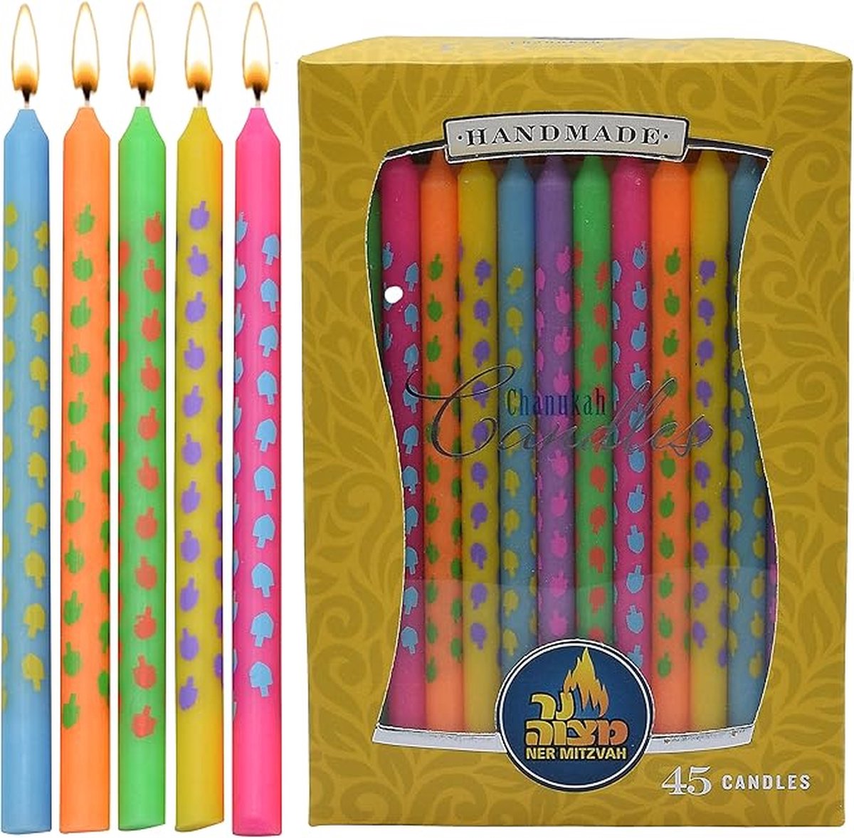 Dreidel Art Chanukah Candles 45pk.