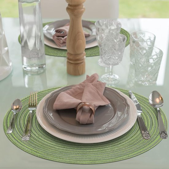 Purejoy Placemats en onderzetter 6 sets PVC tafelmatten hittebestendig wasbaar en antislip, 45* 30 cm eettafel matten set van 6 voor keukentafel binnen buiten (hemelsblauw