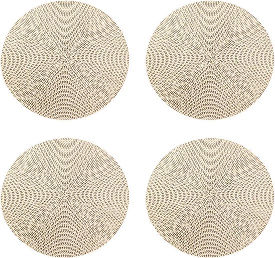 Placemat, Ronde Gouden Placemats, 4Pack Zilver Metallic Ronde Placemats Gelamineerd Vinyl Blad Eettafel Decoratieve (Rose Goud