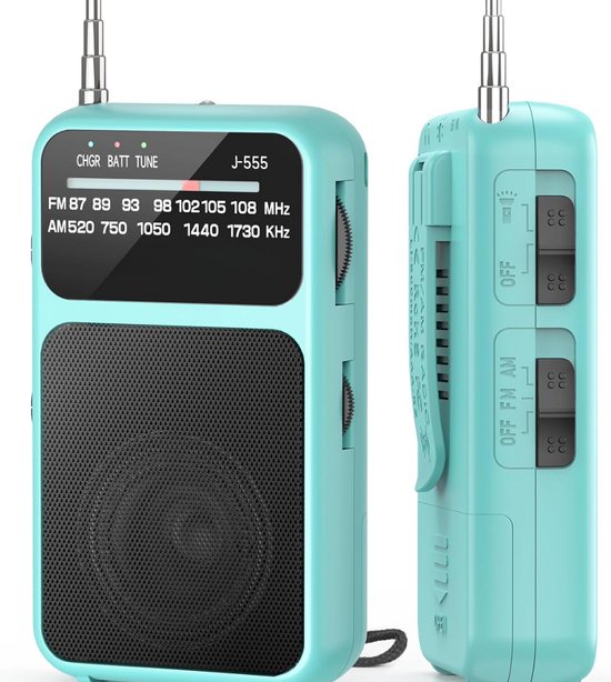 Tendak Kleine FM-radio, werkt op batterijen, zonne-energie en
