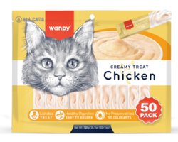 Wanpy Likbare Snacks Kip - Kattensnacks - 50 Stuks - Kattensnoepjes
