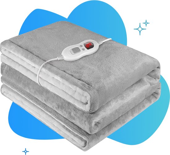 Warmte Deken Elektrisch 152x127cm - 6 Standen - Electrische Deken 1 Persoons - Fleece Deken Elektrisch - Silvergear