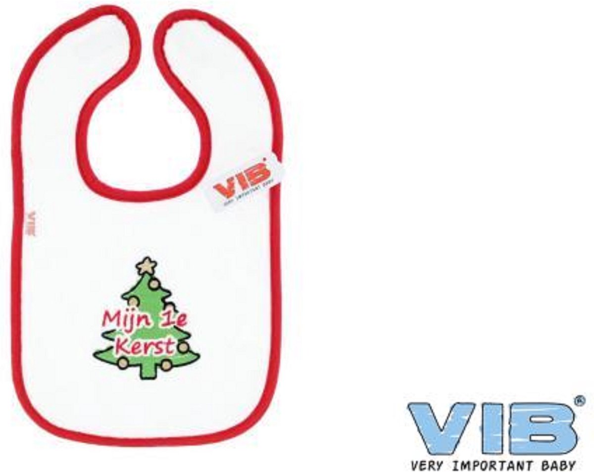Goedkoopste VIB® - Slabbetje Luxe velours - Mijn 1e kerst (Wit-Rood) - Babykleertjes - Slabbetjes - zwangerschap aankondiging - baby aankondiging