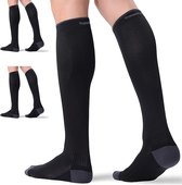 Travelhawk Compressiekousen Zwart - 3 Stuks - Hardloopsokken - Premium Compressiesokken - Running Socks - Vochtafdrijvend - Skisokken - Voorkom Blessures & Spierpijn - S/M