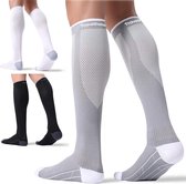 Travelhawk Compressiekousen Zwart/Wit/Grijs - 3 Pack - Hardloopsokken - Premium Compressiesokken - Running Socks - Vochtafdrijvend - Skisokken - Voorkom Blessures & Spierpijn - L/XL