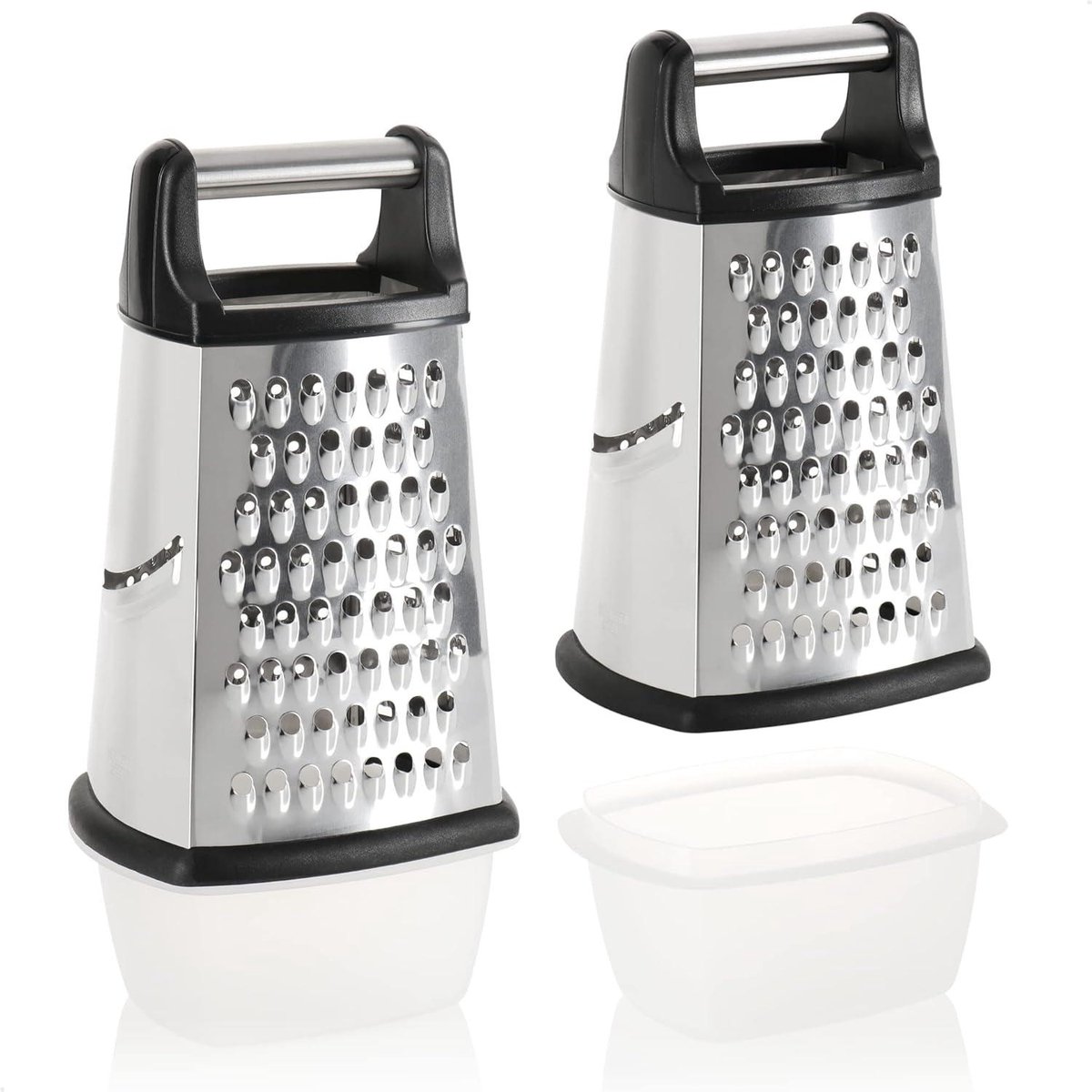 Nevolis kitchen grater with collection tray - stainless steel grater for fruit vegetables or cheese - medium)initWithFrame(s) .