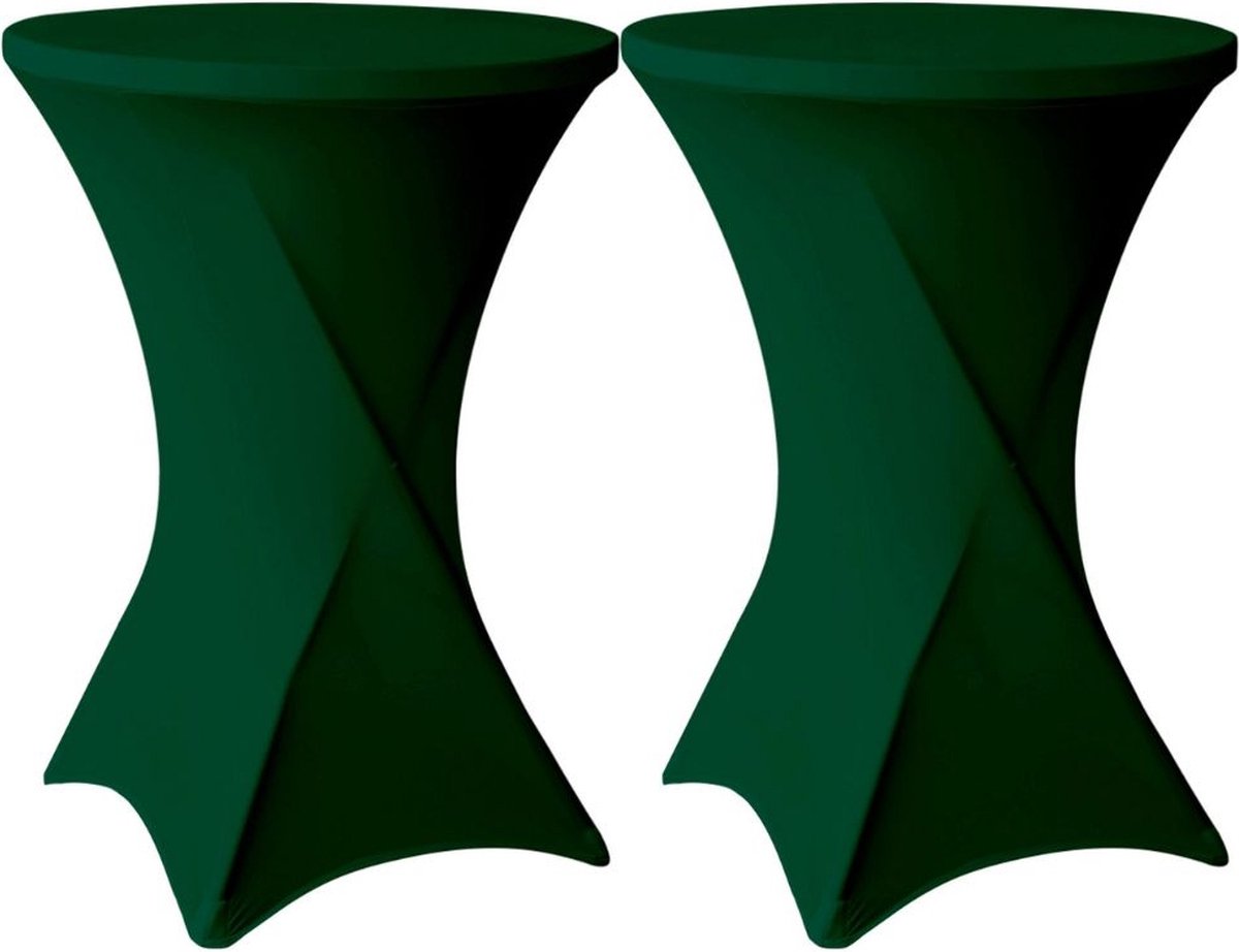 Statafelrok Donkergroen 80cm - Statafelhoes Groen - Tafelrok - Set van 2 - Statafel rok - ∅80-85x110cm - Tafelrokkenshop.nl