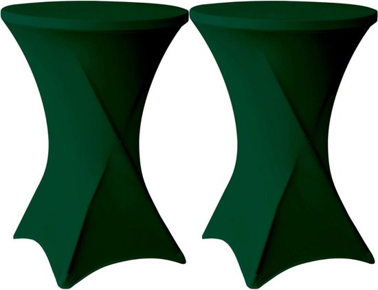 Twee donkergroene statafelrokken in een gedraaid design.