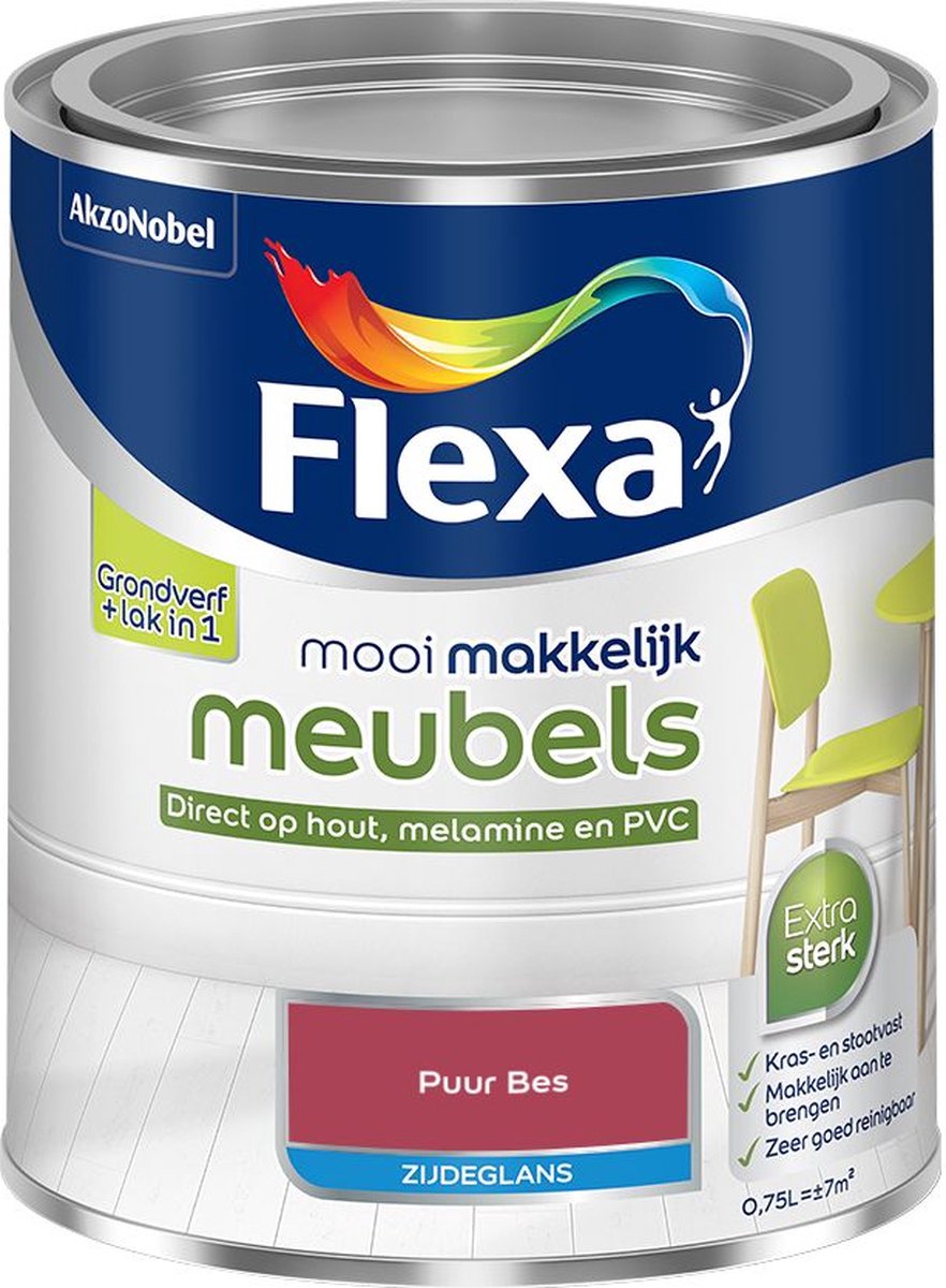 Flexa - Mooi Makkelijk Meubels Zijdeglans - Puur Bes - Mengverf - 0.75 L