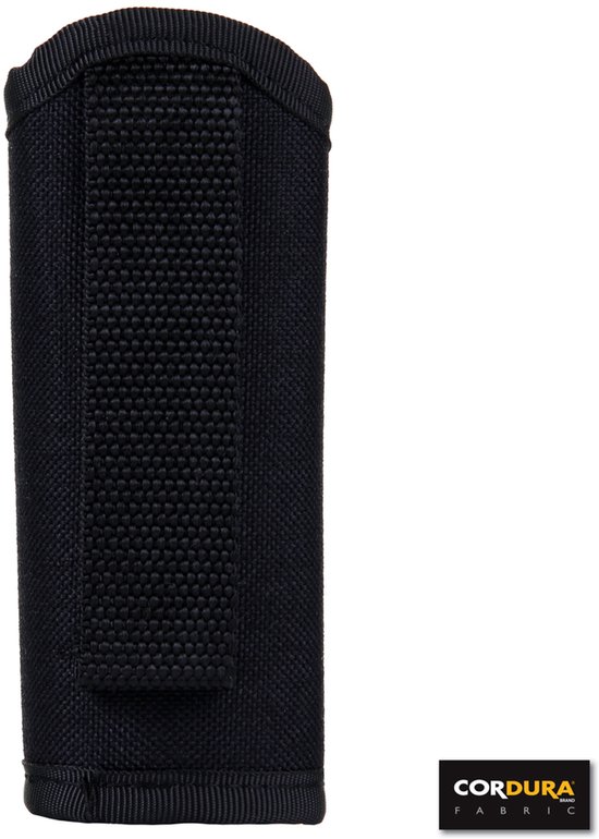 Zwarte Cordura sleutelhouder met klittenbandsluiting.