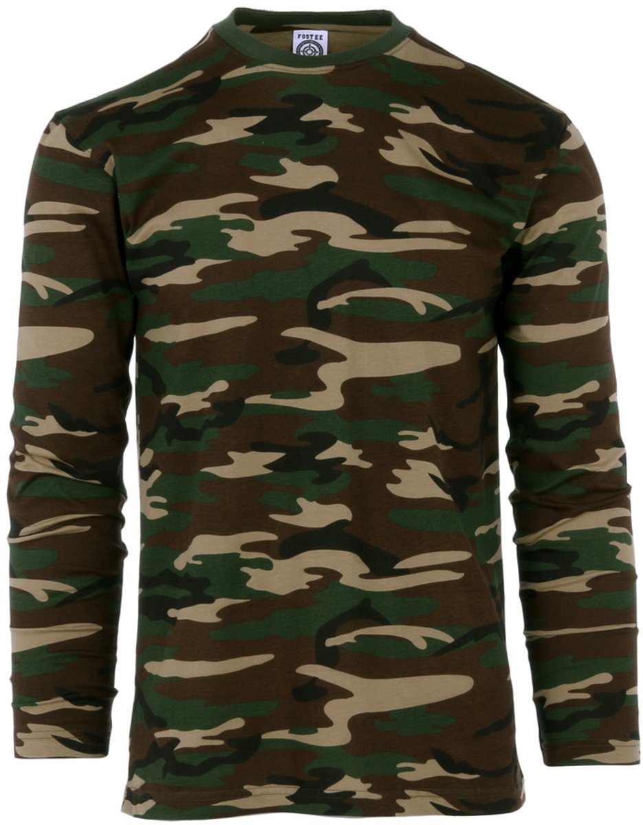 Fostex Garments T-shirt long sleeve Woodland Camo Aop