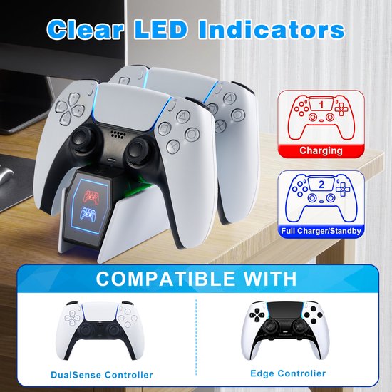 YONO Station de Charge PS5 - adapté pour Playstation 5 - Chargeur Dual Manette - Accessoires de vêtements pour bébé - Wit