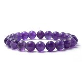 Bixorp Gems Amethist Edelstenen Armband - Gepolijste Edelsteen Kralenarmband - 20cm