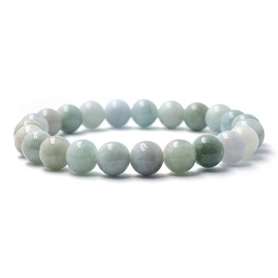 Bixorp Gems Burmese Jade Edelstenen Armband - Gepolijste Edelsteen Kralenarmband - 20cm