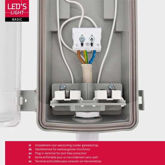 Proventa LED TL 4 luminaires doubles à 8 tubes 150 cm - Lumière blanche froide 6500 K - Étanche - 4 pièces