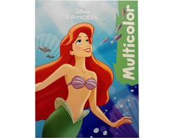 foto van Multicolor kleurboek - Disney Princess Ariel de kleine zeemeermin - groene banner - 32 pagina's met voorbeelden in kleur