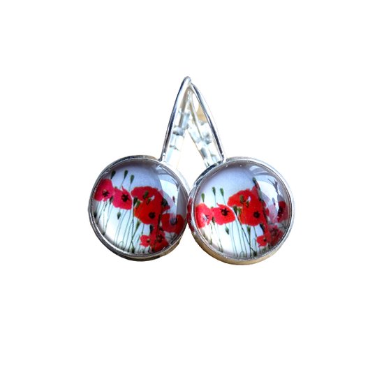 2 Love it Poppy B - Boucles d'oreilles - Rouge - Wit - Vert - Argenté